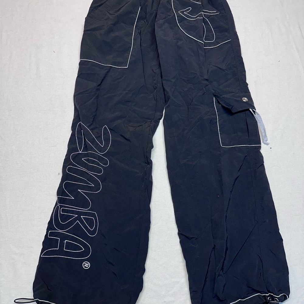 Zumba Fitness Track Pants Adjustable cuffs loose fit Black Womens